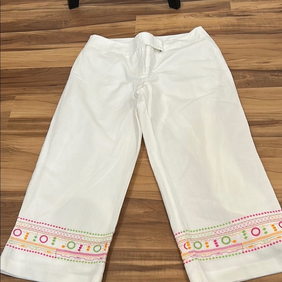 Focus 2000 - White Pants with Colorful Trim, Fully Lined, Size 8 - Picture 1 of 4